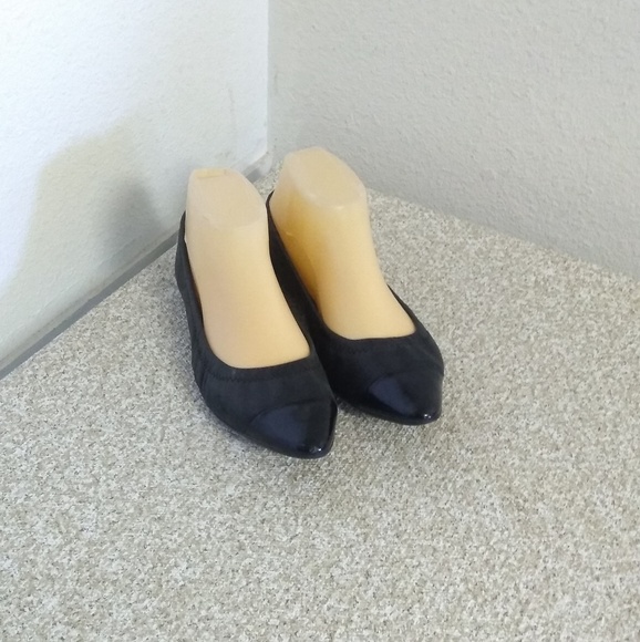 Prada Black Leather Patent Toe Ballet Flats - Picture 1 of 7